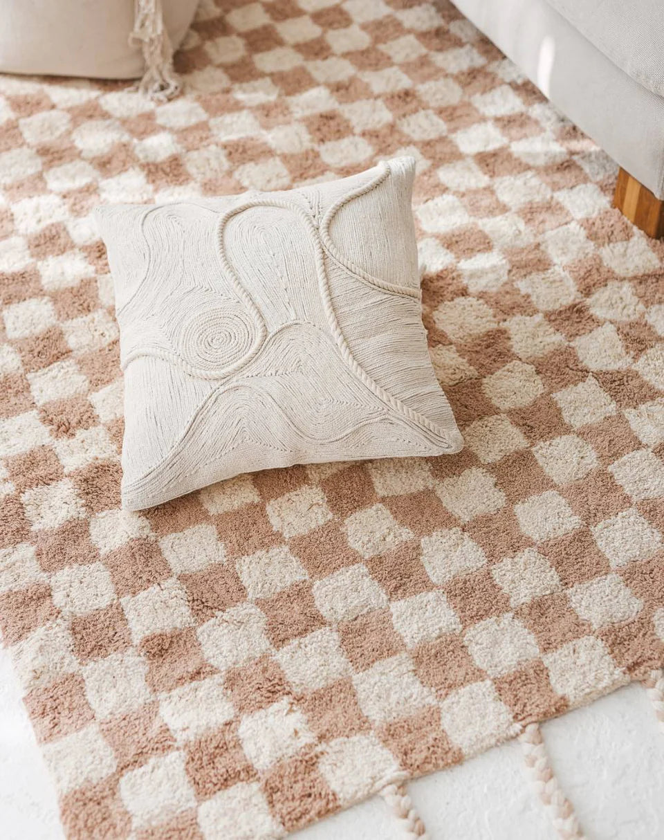 Fluffy Checkered Cotton Rug | Ayra