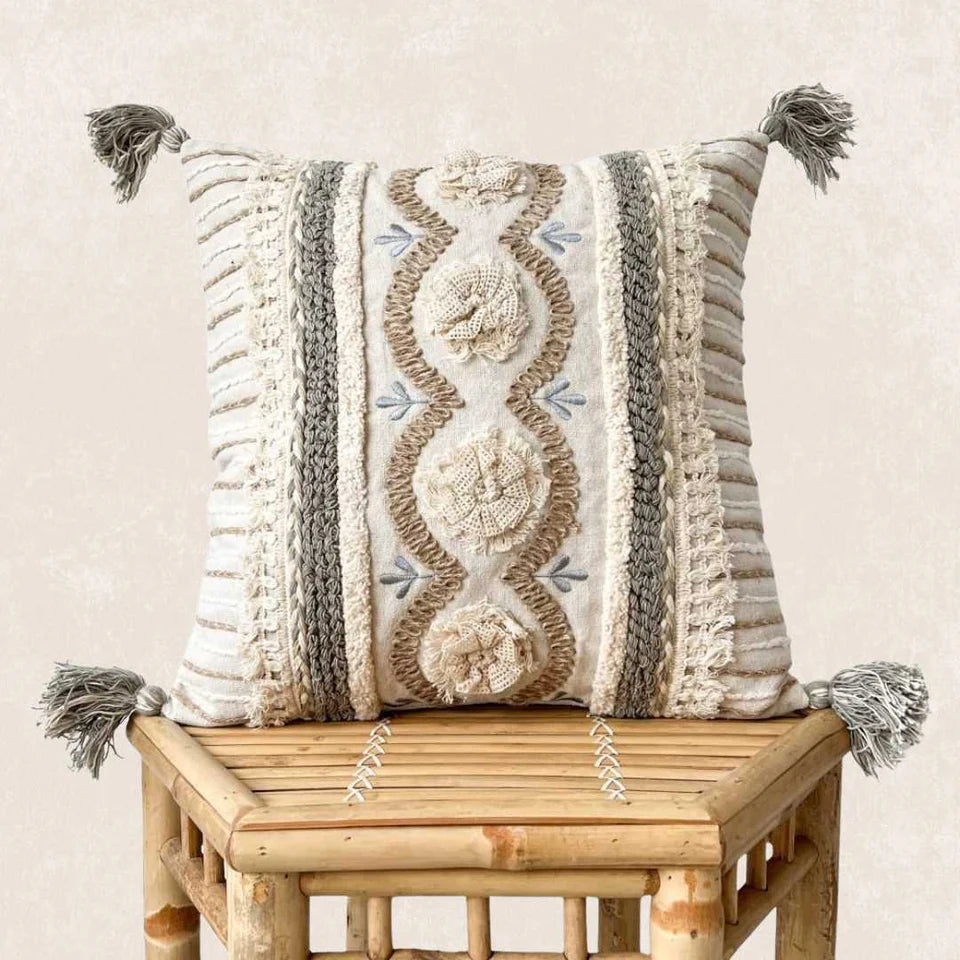 Artisanal Embellished Pillow Cover | Allora