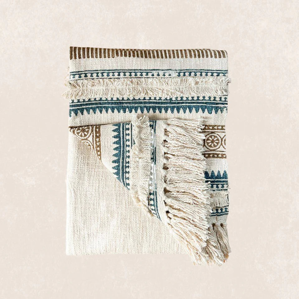 Hand Block Printed Throw Blanket | Luma