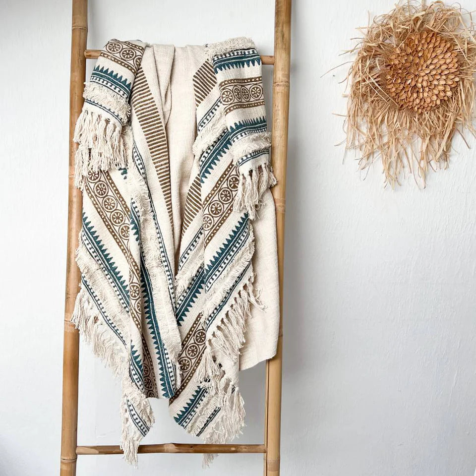 Hand Block Printed Throw Blanket | Luma