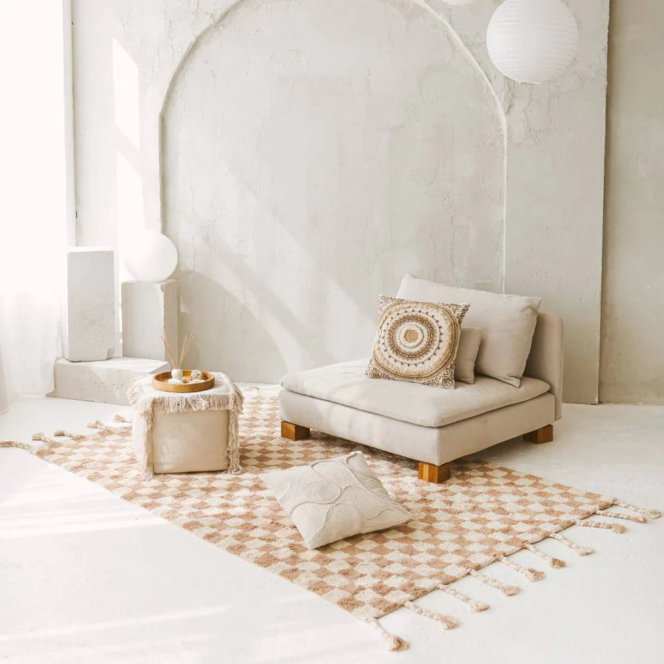 Fluffy Checkered Cotton Rug | Ayra