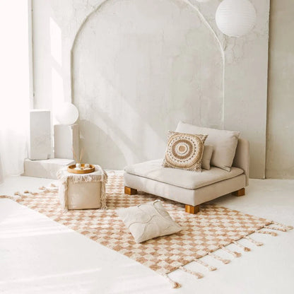 Fluffy Checkered Cotton Rug | Ayra