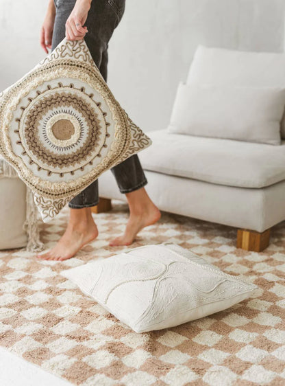 Fluffy Checkered Cotton Rug | Ayra