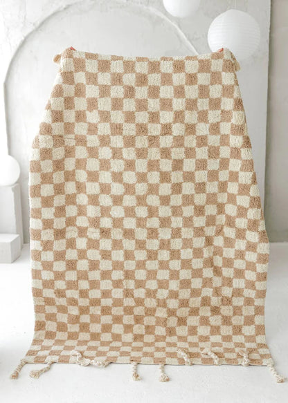 Fluffy Checkered Cotton Rug | Ayra